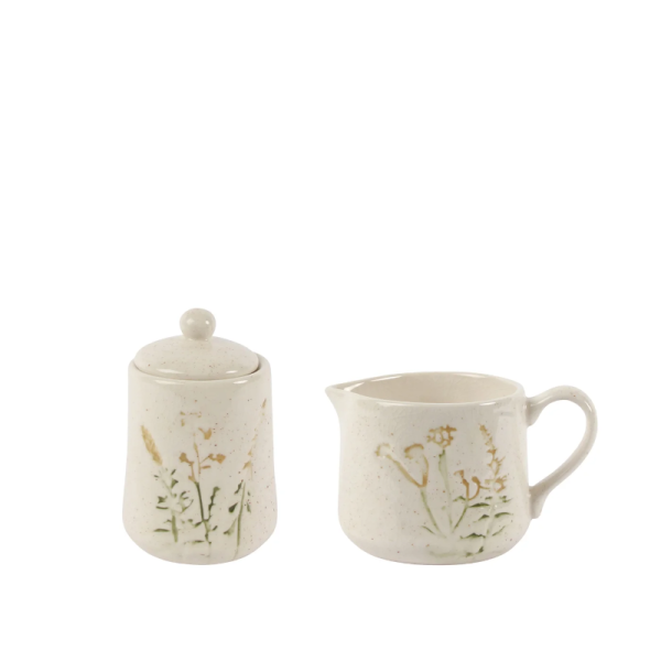 Embossed Floral Cream and Sugar set